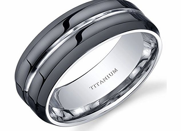 Revoni Modern Style comfort fit Mens 8mm Black Titanium Wedding Band Ring Size U,