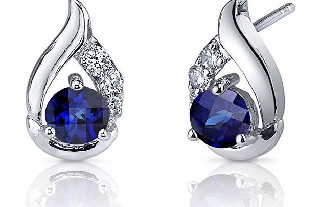 Revoni Radiant Teardrop 1.50ct Blue Sapphire Round Cut CZ Diamond Earrings in Sterling Silver