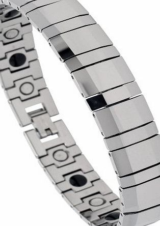 Revoni Tungsten Carbide Magnetic Therapy Bracelet, (13 mm) wide, 8 inches/20.32 centimeters Long