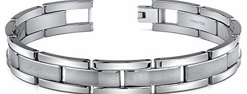 Revoni Tungsten Matte and High Polish Link Bracelet for Men
