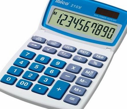 Rexel Ibico 210X Desktop Calculator LCD Display (White/Blue)