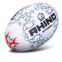 Rhino Storm Rugby Ball - White/Grey.