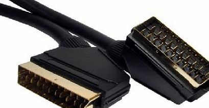 rhinocables 3m 3 metre GOLD Fully Wired Lead 21 Pin Scart Cable Connect Sky / Cable Boxes Dvd To TV