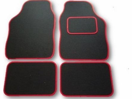 Rhinos-Autostyling 4 PIECE UNIVERSAL CAR MAT SET - RED TRIM