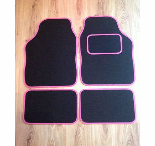 Rhinos-Autostyling NEW UNIVERSAL BLACK amp; PINK 4 PIECE FLOOR CAR MAT SET