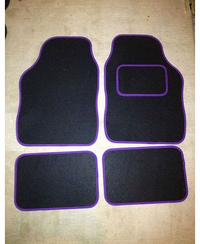 Rhinos-Autostyling NEW UNIVERSAL BLACK & PURPLE 4 PIECE FLOOR CAR MAT SET