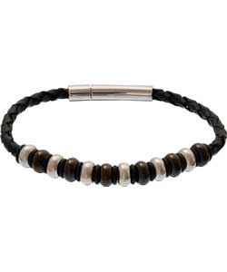 Rhona Sutton Mens Multi Bead Leather Bracelet