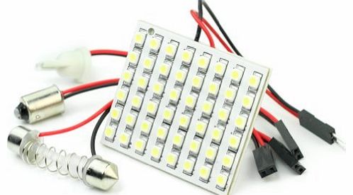 White Car Interior Light Panel 48 LED SMD 12V + 3 Adapters 3528SMD LEDs