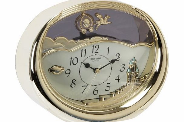 RHYTHM  4SG719WR18 Gold Finish Oval Pendulum Mantel Clock