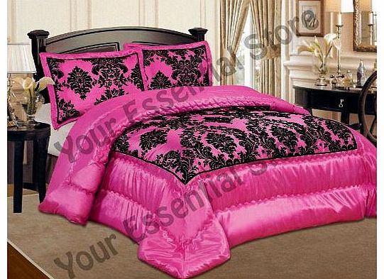 RICCARDO VELERIA New Luxurious 3pcs Quilted Bed Spread Set/ Comforter Set/ Size - KING (SALE) (FUCHSIA)