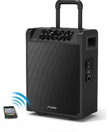 Ricco 600W PMPO Bluetooth 2.1 EDR Wireless Outdoor Party Trolley Speaker AUX USB SD Audio-in MIC Built-in Battery Portable Garden Guitar MP3 Player Digital hifi System (Ricco JL01B)