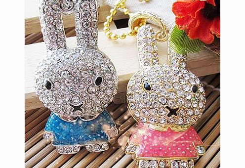 Ricco 8GB Cute Rabbit Jewellery Jewelry USB Flash Pen Drive Disk Memory with Simulated DIAMOND Crystals -Ideal Great Gift (1x PINK)
