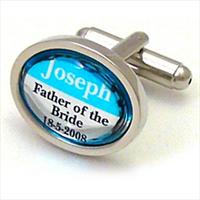 Richard Cammish Bright Aquamarine Custom Oval Wedding Cufflinks by