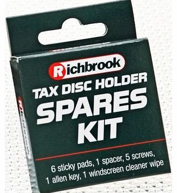 Richbrook Car Alloy Tax Disc Holder Clear Sticky Pads Screws Spares Kit 