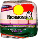 Richmond Irish Recipe 8 Thick Pork Sausages (454g)