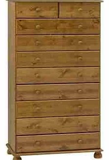 Malmo Large Tall 10 Drawer Pine Bedroom Furniture Chest of Drawers