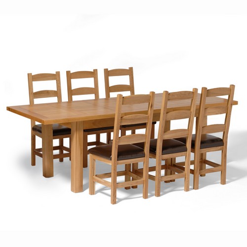 Oak Large Dining Set with 6 Amish