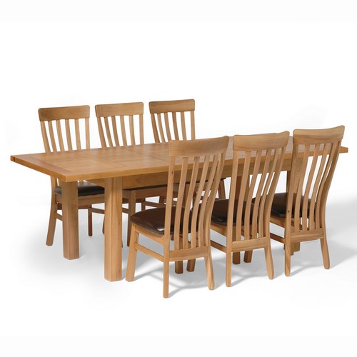 Oak Large Dining Set with 6 Classic
