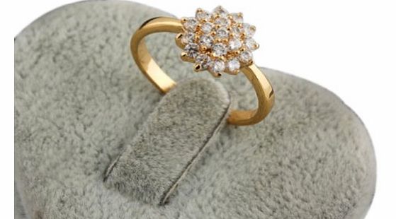 New Fashion Beauty Gorgeous Simple Flower Zircon Gold Plated Ring Size 7 8