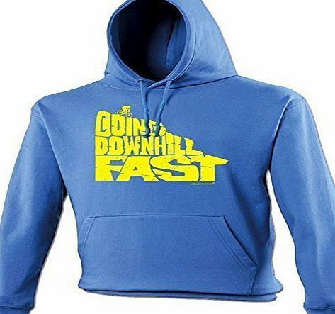 GOING DOWNHILL FAST (CYCLING) (L - ROYAL BLUE) NEW PREMIUM HOODIE - slogan funny clothing joke novelty vintage retro top mens ladies girl boy sweatshirt men women hoody hoodies fashion urban cool geek