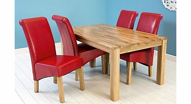 Right Deals UK Charter Solid Oak Dining Table - Butchers Block Table Top Design - High Quality Oak (150cm)