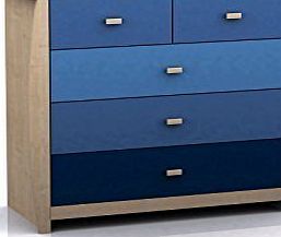 Right Deals UK Sydney 5 Drawer Chest 3 2 Design - Pink or Blue Childrens Bedroom Furniture (Blue)