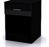 High Gloss Ottawa Caspian Black / Black Bedside Cabinet Only