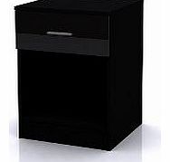 Rightdeals High Gloss Ottawa Caspian Black / Black Bedside Cabinet Only