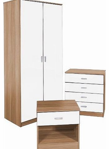 Ottawa Caspian White / Oak Gloss Bedroom 3 Piece Furniture Package