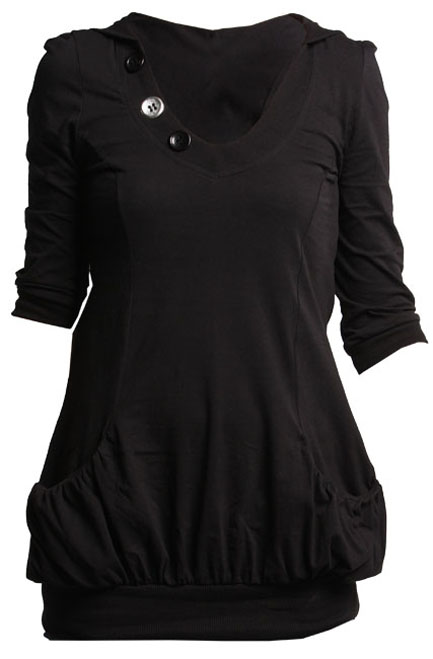 Riley hooded button top