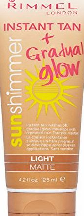 Rimmel London Sun Shimmer Light Matte Waterproof Instant Tan Gradual Glow Tube 125 ml