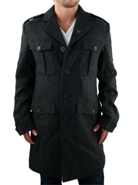 Ringspun Charcoal Herringbone Parsonage Trench Coat