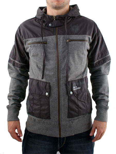 Ringspun Grey Marl Skull Zip Thru Jacket