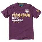 Ringspun Mens Pinger Message T-Shirt Deep Purple