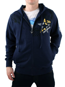 Ringspun Navy Mantega Zip Hoodie