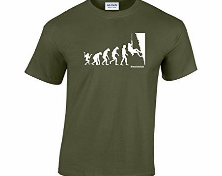 Evolution Of Man - Rock Climbing T-Shirt (Olive Medium)