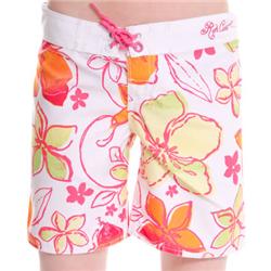 Girls Hibiscus Board Shorts - Opt White