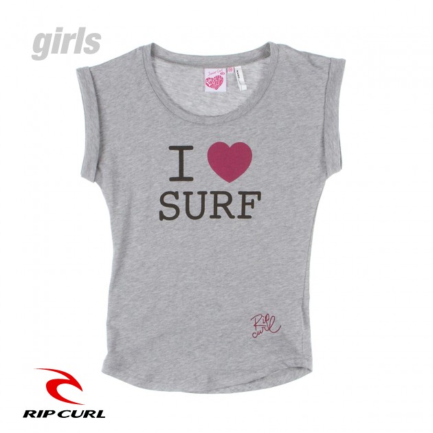 Rip Curl Girls Rip Curl I Love Surf T-Shirt - Light Grey