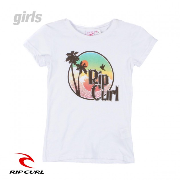 Rip Curl Girls Rip Curl Palm Tree T-Shirt - Optical White