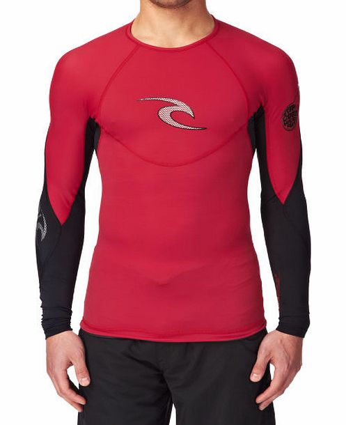 Rip Curl Mens Rip Curl Bomb Long Sleeve Rash Vest - Red