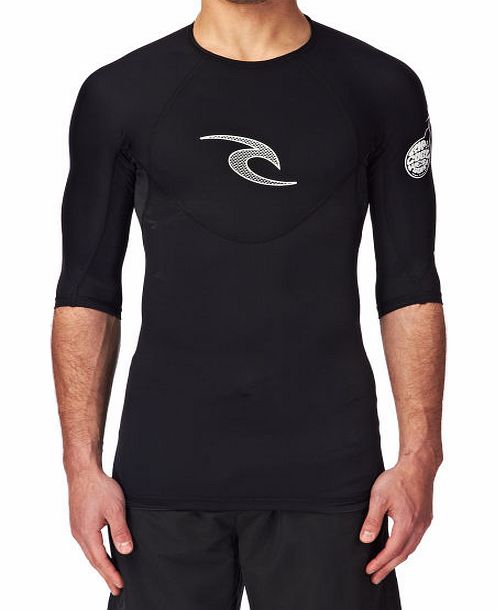 Rip Curl Mens Rip Curl Bomb Short Sleeve Rash Vest - Black