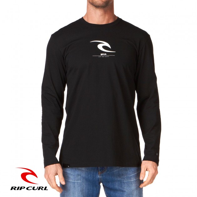 Rip Curl Mens Rip Curl Icon Long Sleeve T-Shirt - Black