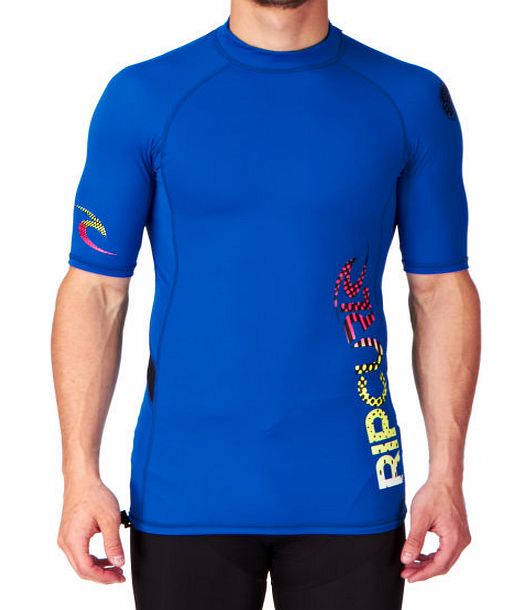 Rip Curl Mens Rip Curl Lines Short Sleeve Rash Vest - Blue