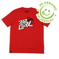 Rip Curl Mens Rip Curl Organic Ocean Beach Tee Ribbon Red