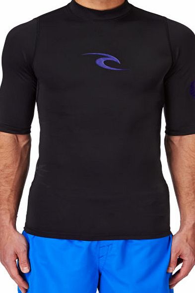 Rip Curl Mens Rip Curl Short Sleeve Comp Rash Vest - Black