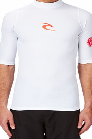 Rip Curl Mens Rip Curl Short Sleeve Comp Rash Vest - White
