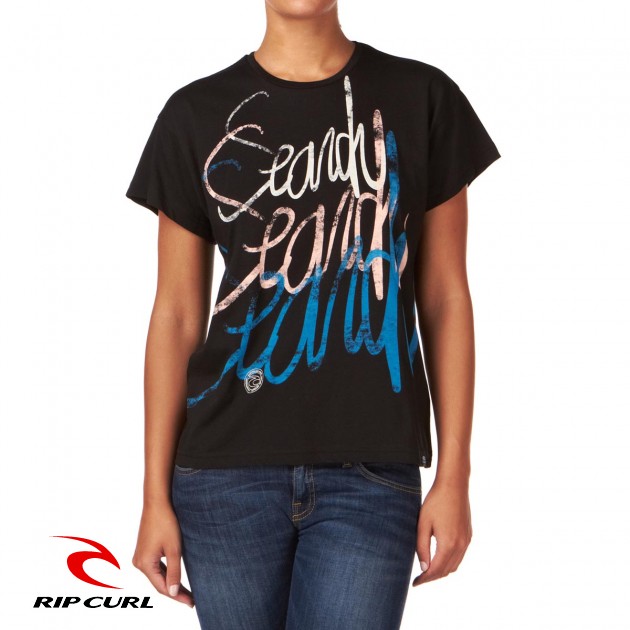 Womens Rip Curl Penny T-Shirt - Solid Black