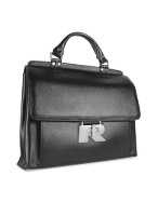 Ripani Women` Black Genuine Italian Leather Large Briefcase