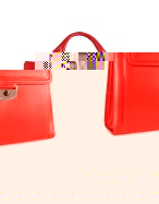 Women` Front Pocket Red Genuine Italian Leather Briefcase