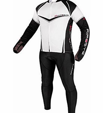 Riposte Razor Mens Cold Winter Fleece Long Sleeve Tops   3D Coolmax Pad Bottoms Cycling Clothing Sets White S Size(Le Tour De France Team3M Supplier)